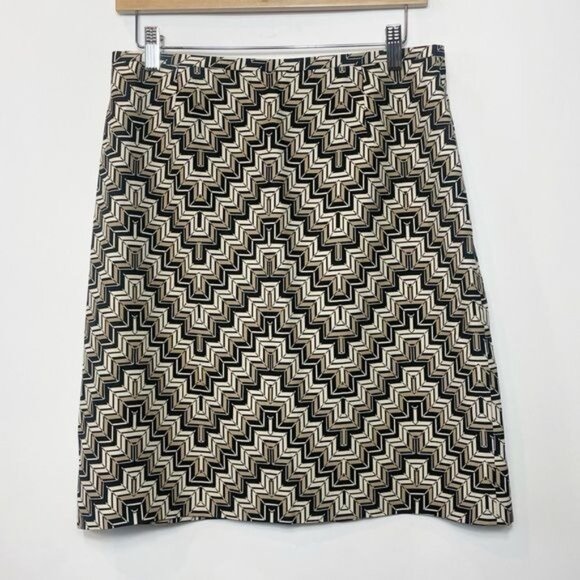 Ann Taylor Vintage Silk & Wool Geometric Pencil Skirt Neutral Size 10 - Picture 2 of 8